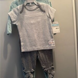 Carter's Gray and White Striped Baby Outfit